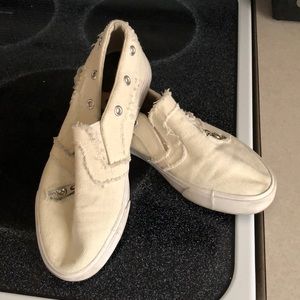 Beige slip on sneakers